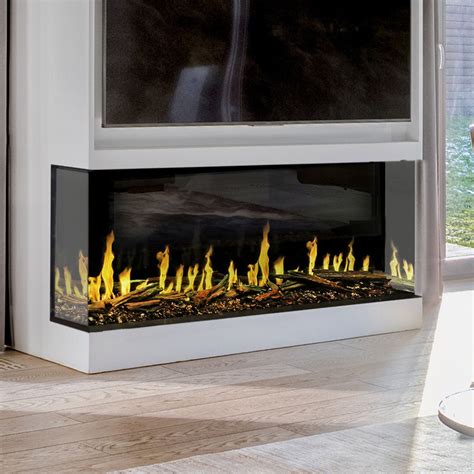 double sided see through electric fireplace